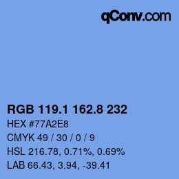 Color code: RGB 119.1 162.8 232 | qconv.com