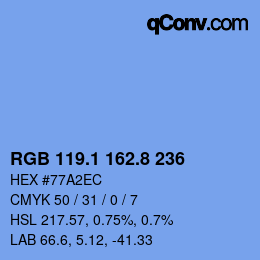 Color code: RGB 119.1 162.8 236 | qconv.com