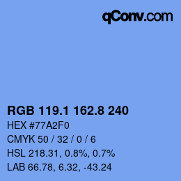 Color code: RGB 119.1 162.8 240 | qconv.com