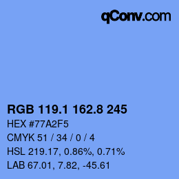 Color code: RGB 119.1 162.8 245 | qconv.com