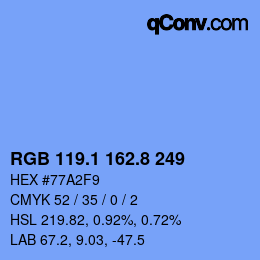 カラーコード: RGB 119.1 162.8 249 | qconv.com