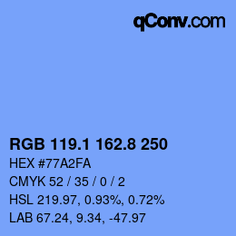 Farbcode: RGB 119.1 162.8 250 | qconv.com