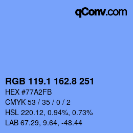 Código de color: RGB 119.1 162.8 251 | qconv.com