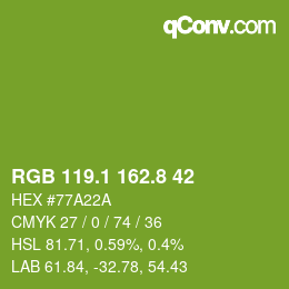 カラーコード: RGB 119.1 162.8 42 | qconv.com