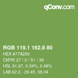 カラーコード: RGB 119.1 162.8 80 | qconv.com