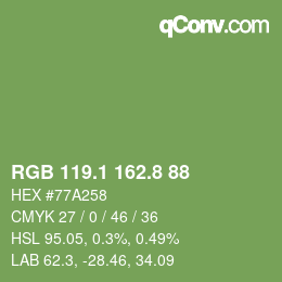 カラーコード: RGB 119.1 162.8 88 | qconv.com