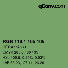 カラーコード: RGB 119.1 165 105 | qconv.com