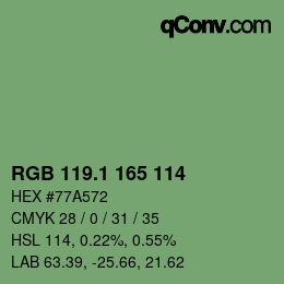 カラーコード: RGB 119.1 165 114 | qconv.com