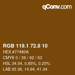 Color code: RGB 119.1 72.8 10 | qconv.com