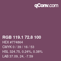 カラーコード: RGB 119.1 72.8 100 | qconv.com