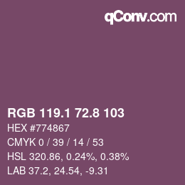 カラーコード: RGB 119.1 72.8 103 | qconv.com