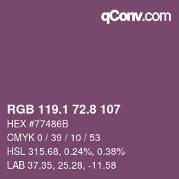 Color code: RGB 119.1 72.8 107 | qconv.com