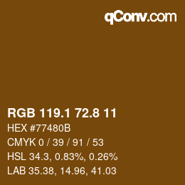 Color code: RGB 119.1 72.8 11 | qconv.com