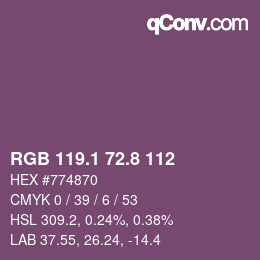 Color code: RGB 119.1 72.8 112 | qconv.com