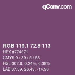 カラーコード: RGB 119.1 72.8 113 | qconv.com