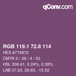 カラーコード: RGB 119.1 72.8 114 | qconv.com