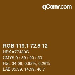 Color code: RGB 119.1 72.8 12 | qconv.com