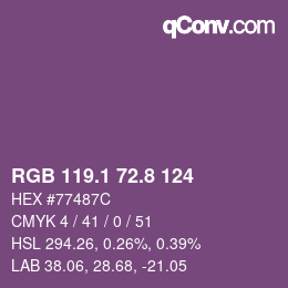 カラーコード: RGB 119.1 72.8 124 | qconv.com