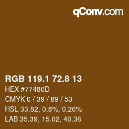 Color code: RGB 119.1 72.8 13 | qconv.com