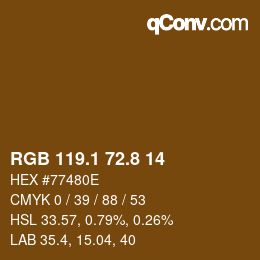 Color code: RGB 119.1 72.8 14 | qconv.com