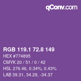 カラーコード: RGB 119.1 72.8 149 | qconv.com