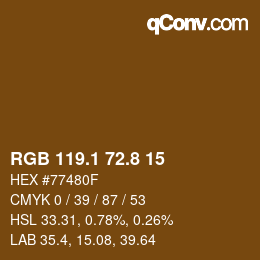 Color code: RGB 119.1 72.8 15 | qconv.com