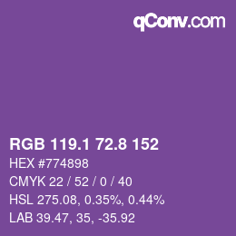 カラーコード: RGB 119.1 72.8 152 | qconv.com