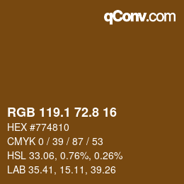 カラーコード: RGB 119.1 72.8 16 | qconv.com