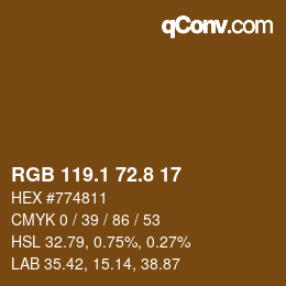 Color code: RGB 119.1 72.8 17 | qconv.com