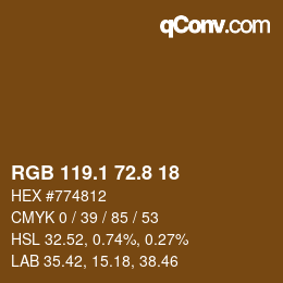 Color code: RGB 119.1 72.8 18 | qconv.com