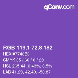 カラーコード: RGB 119.1 72.8 182 | qconv.com