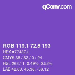 カラーコード: RGB 119.1 72.8 193 | qconv.com