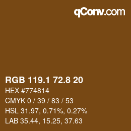 Color code: RGB 119.1 72.8 20 | qconv.com