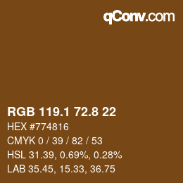 Color code: RGB 119.1 72.8 22 | qconv.com
