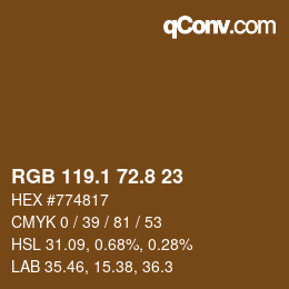 Color code: RGB 119.1 72.8 23 | qconv.com