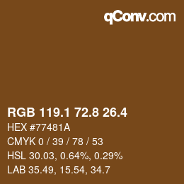 カラーコード: RGB 119.1 72.8 26.4 | qconv.com