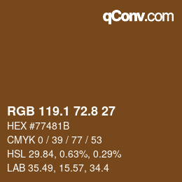 Color code: RGB 119.1 72.8 27 | qconv.com