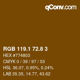 Color code: RGB 119.1 72.8 3 | qconv.com