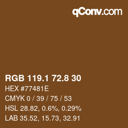 Color code: RGB 119.1 72.8 30 | qconv.com