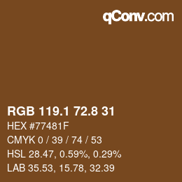 Color code: RGB 119.1 72.8 31 | qconv.com