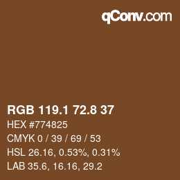 Farbcode: RGB 119.1 72.8 37 | qconv.com