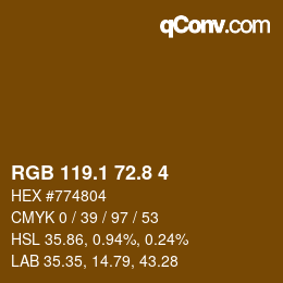 Farbcode: RGB 119.1 72.8 4 | qconv.com