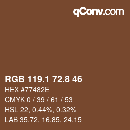 Color code: RGB 119.1 72.8 46 | qconv.com