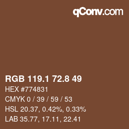 Color code: RGB 119.1 72.8 49 | qconv.com