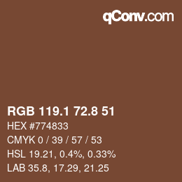 Color code: RGB 119.1 72.8 51 | qconv.com
