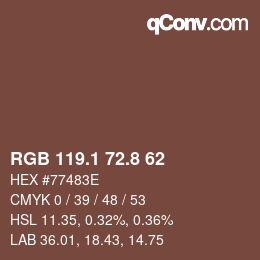 Farbcode: RGB 119.1 72.8 62 | qconv.com
