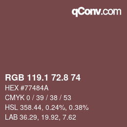 カラーコード: RGB 119.1 72.8 74 | qconv.com