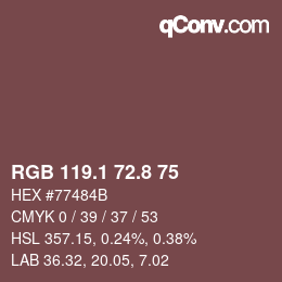 カラーコード: RGB 119.1 72.8 75 | qconv.com