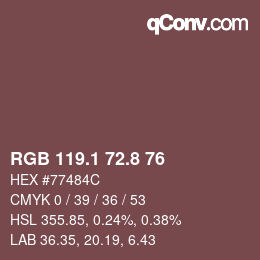Code couleur: RGB 119.1 72.8 76 | qconv.com