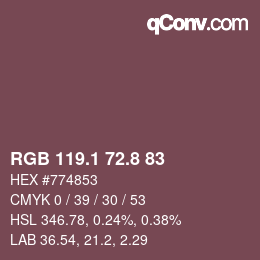カラーコード: RGB 119.1 72.8 83 | qconv.com